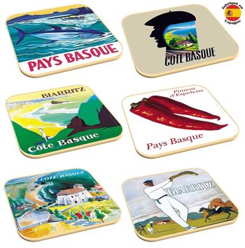 Pays basque dessous de verre lot de 6