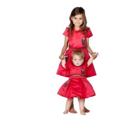 Girls Matryoshka Red Dress - Hand-Painted