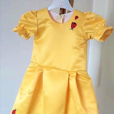 Girls Yellow Dress Ladybugs - Hand Painted