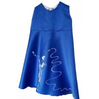 Royal Blue Dress for girls Hand-Painted with Ballerina