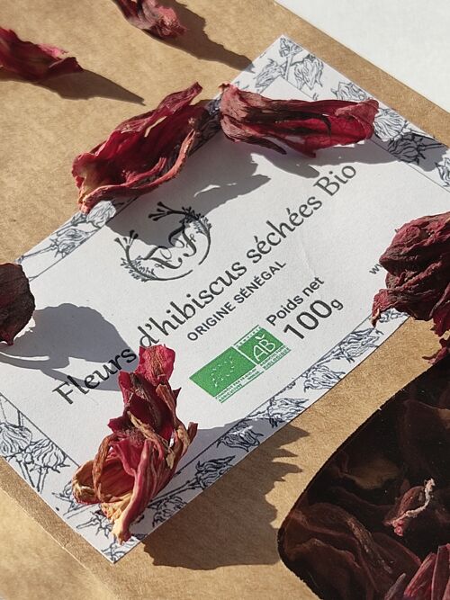 Fleurs d'hibiscus séchée rouge Bio 100g