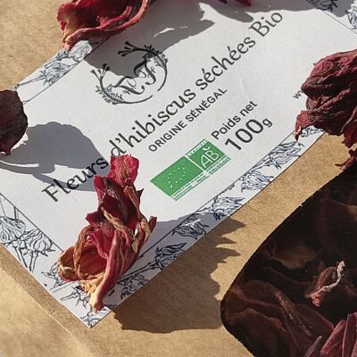 Organic red dried hibiscus flowers 100g