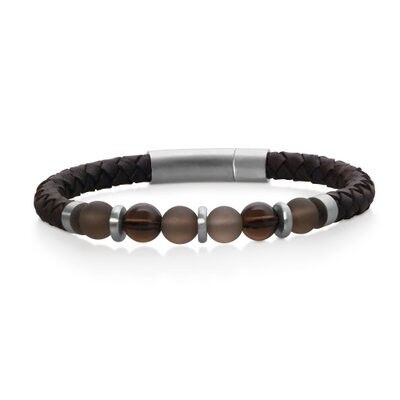 Leather braided bracelet with stones