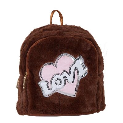 [ a1-3 ] brown faux fur backpack for women