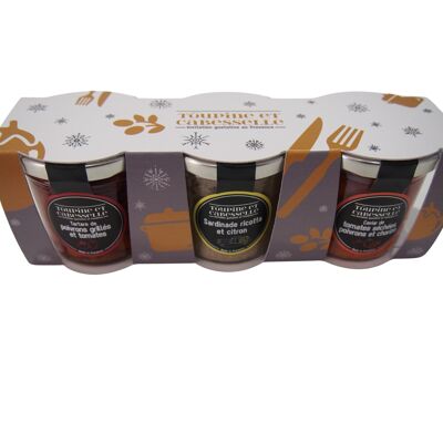 Trio box of 3 spreads 90g "parties" - empty packaging