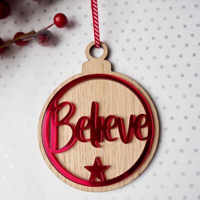 Believe Christmas Decoration (red)
