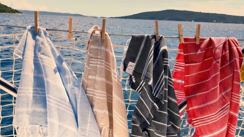 Handtuch Set of 10 "small classic Towels" | als farbenfrohes Handtuch, Kopftuch nach dem Duschen, fürs Dampfbad, Hamam & auf Reisen