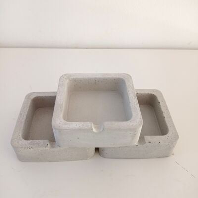 Square gray concrete ashtray