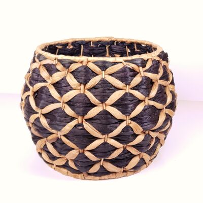 Black Kawung Waterhyacinth Basket