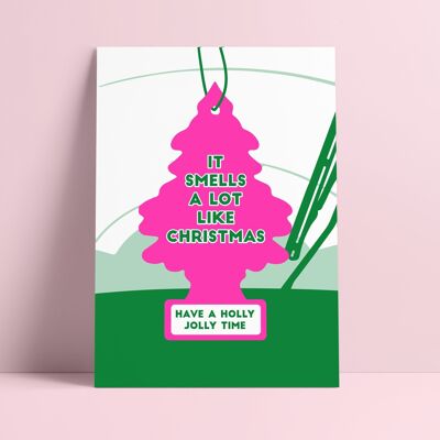Carte de Noël imprimée en Riso Ça sent Noël
