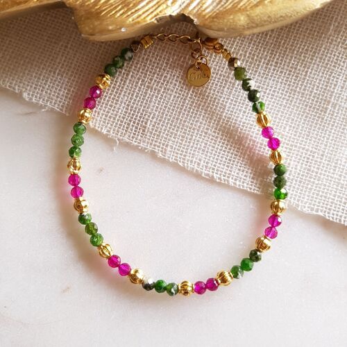 Bracelet diopside, rubellite - diopna