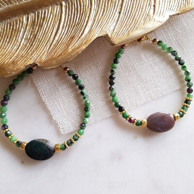 Bracciale Rubino Zoisite, Agata Indiana - Lana