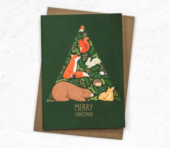 Carte de voeux Animaux de la forêt de Noël
