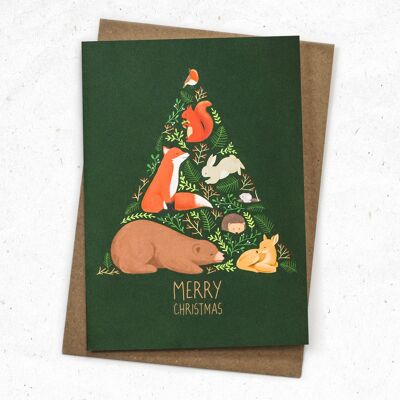 Grußkarte Weihnachten Waldtiere