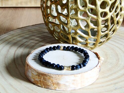 Bracelet en Agate noire et cristal noir