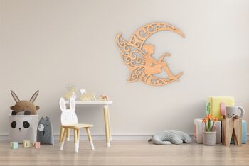 Art mural en bois de lune de fée, décor de chambre de bébé, décoration murale de pépinière, cadeau de Shower de bébé 7