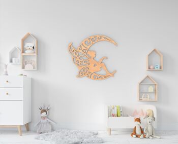 Art mural en bois de lune de fée, décor de chambre de bébé, décoration murale de pépinière, cadeau de Shower de bébé 9