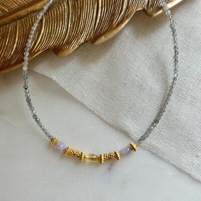 LABRADORITE, FLUORITE NECKLACE - GAIA