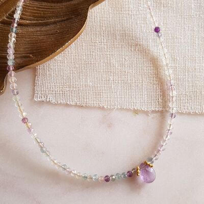 Collier fluorite, amethyste - giliana fin