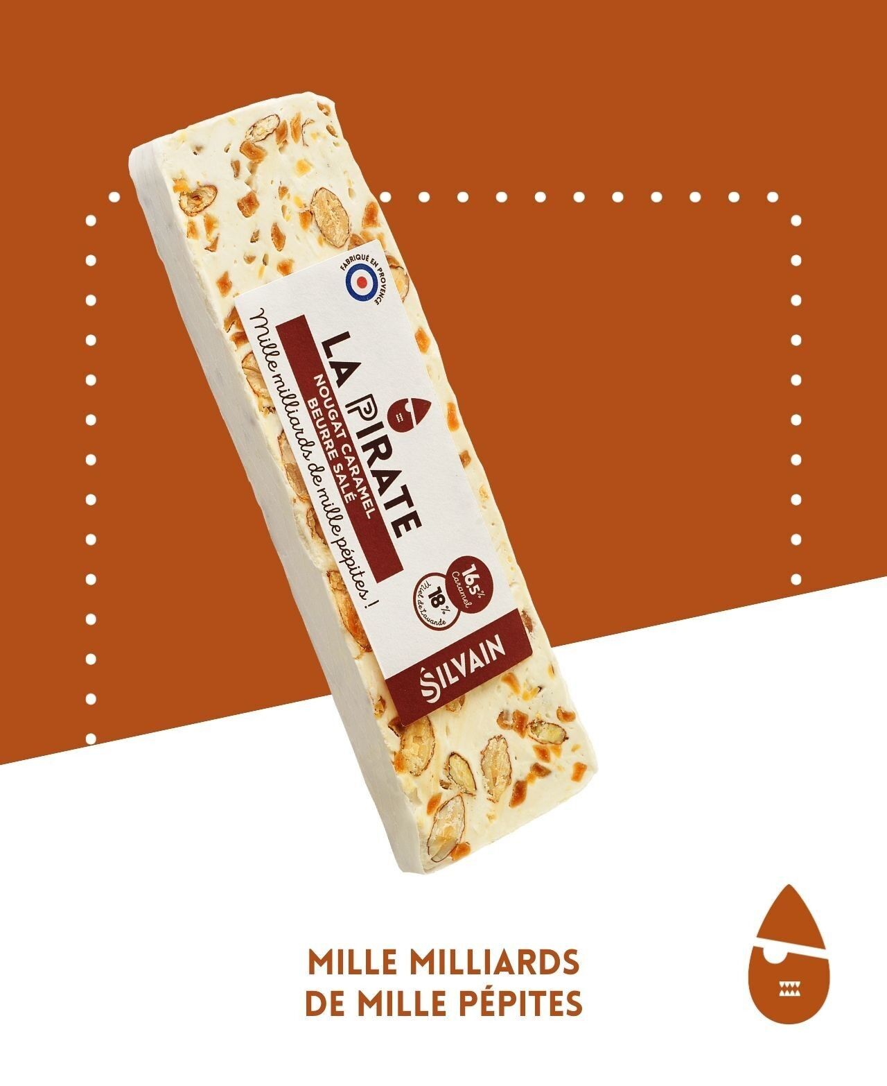 LA PIRATE barre de 100g NOUGAT BLANC AU CARAMEL