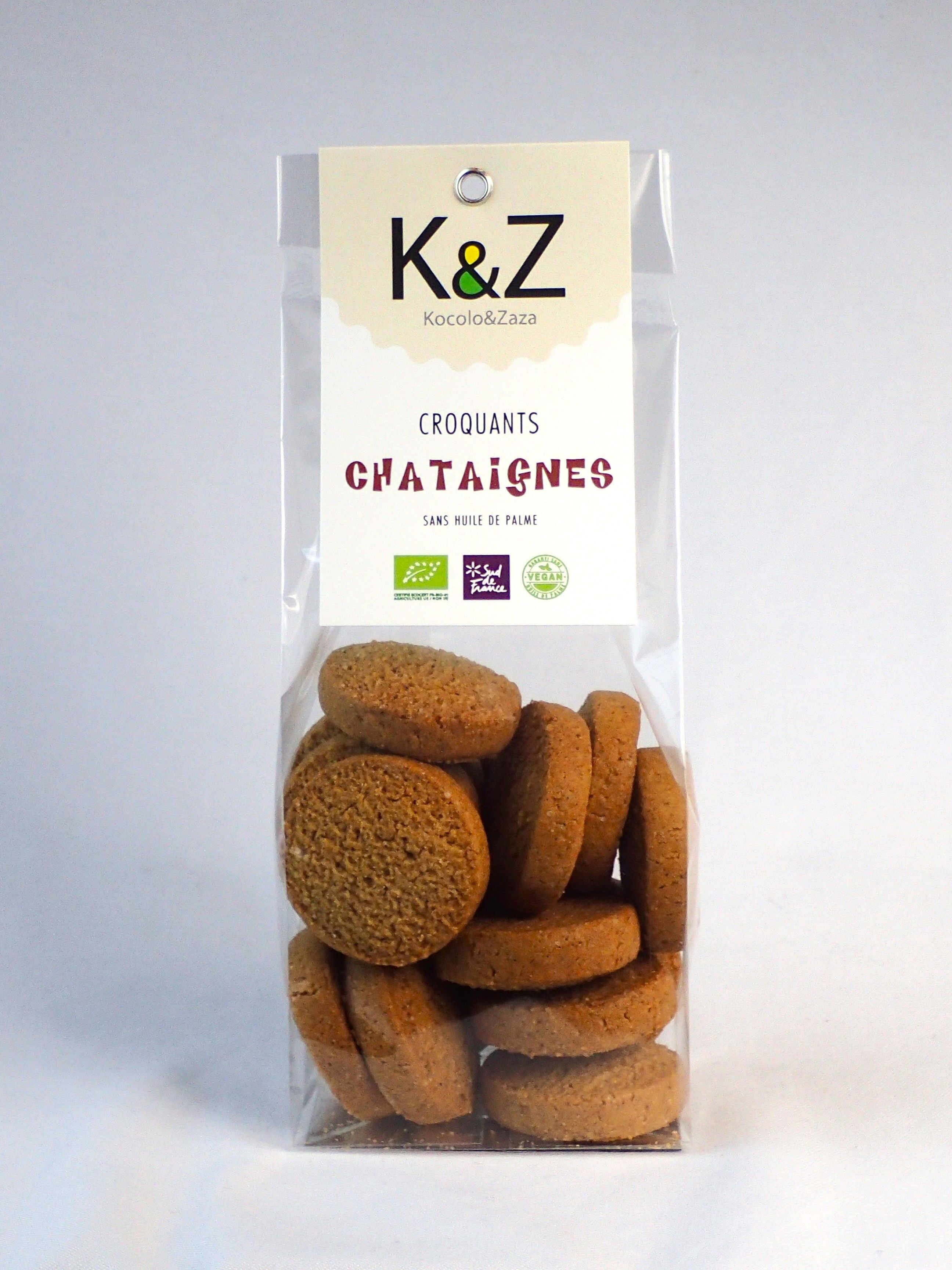 Gamma di biscotti "les Croquants Vegans" gusto castagna in sacchetto da 60 g