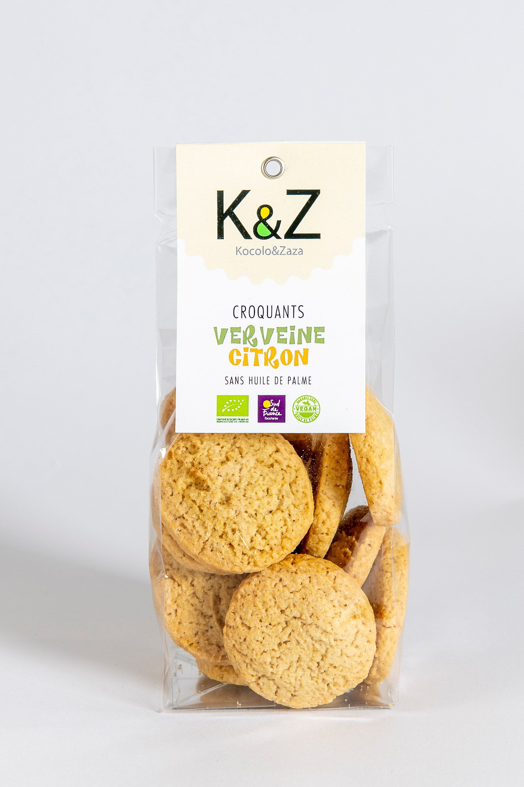 Biscuit range "les Croquants Végans" verbena-lemon flavor in 60g bag