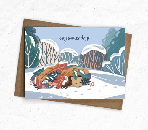 Grußkarte Winter - Igel Waldtiere