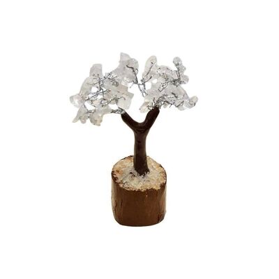 Mini albero chakra, 60 perline, quarzo trasparente, 10 cm