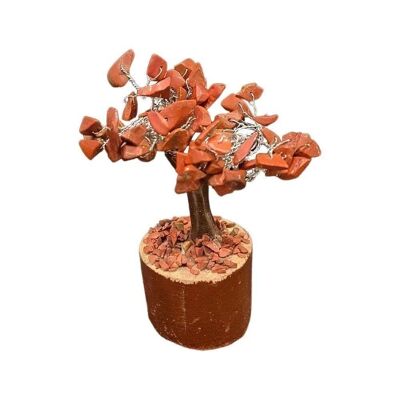 Mini árbol de chakras, 60 cuentas, jaspe rojo, 10 cm