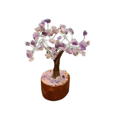 Mini-Chakra-Baum, 60 Perlen, Amethyst, 10 cm