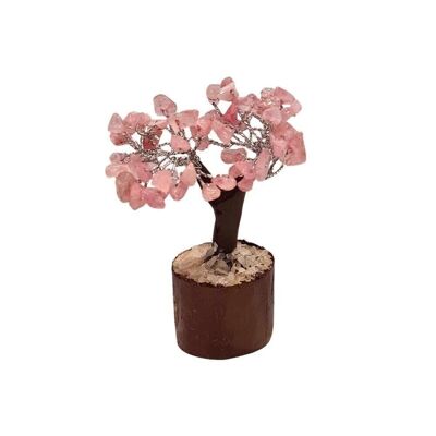 Mini albero chakra, 60 perline, quarzo rosa, 10 cm