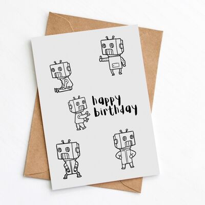 Tarjeta de cumpleaños de robot para niños