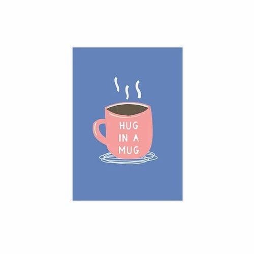 Hug in a Mug illustrated type encouragement Postcard
