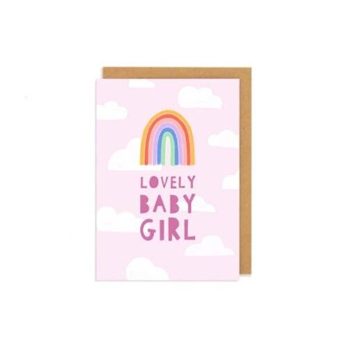 Lovely Baby Girl - New Baby rainbow Greetings Card