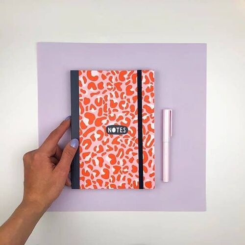 Red/pink Leopard Print ‘notes’ A5 Notebook
