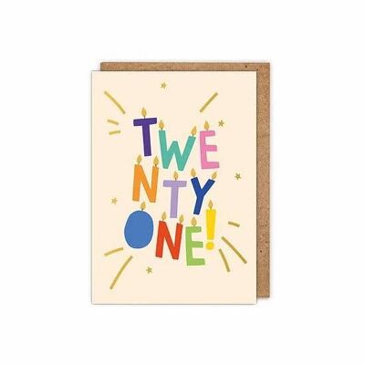 Gold Foiled 'twenty One!' Letter Candles 21st Birthday Card