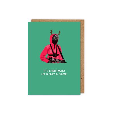 Cartolina di Natale A6 ispirata al gioco del calamaro "Giochiamo un gioco"