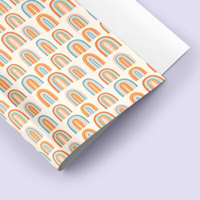 Neutraler Regenbogen illustrierter Geschenkpapierbogen 50x70cm