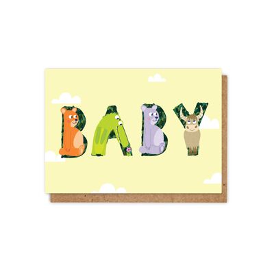 Animal Alphabet Neutral 'BABY' A6 Tarjeta de felicitación