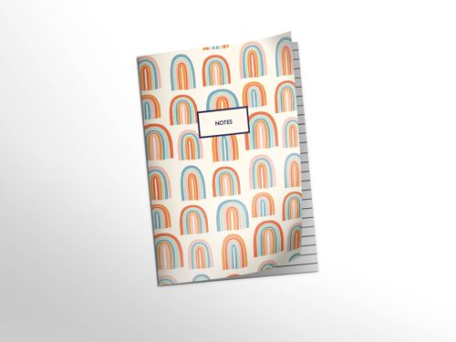 Rainbow print 'notes' mini A6 48 page contemporary Notebook