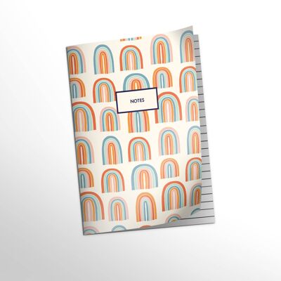 Cahier contemporain mini A6 48 pages imprimé arc-en-ciel 'notes'