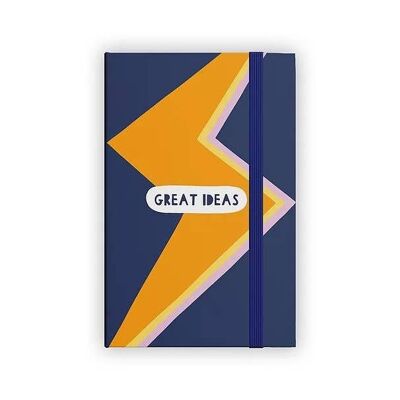 Cuaderno A5 azul marino Lightning Bolt 'great Ideas'