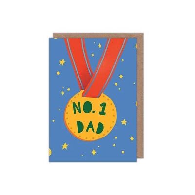 Tarjeta de felicitación de la medalla de papá No.1