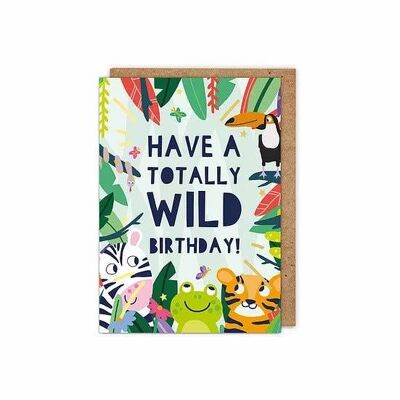 Bambini laminati d'oro 'Wild Birthday!' Biglietto di auguri per bambini