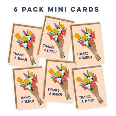 Multipack: 6 Mini-A7-Karten - Notizkartenset "Vielen Dank"