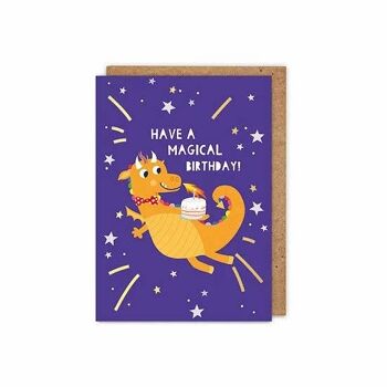 Carte de vœux pour enfants « Anniversaire magique » en feuille d'or 1
