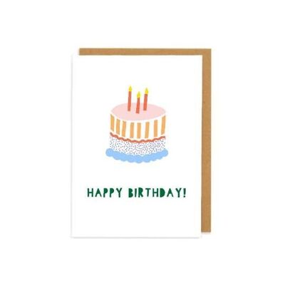 Tarjeta de felicitaciones de pastel de feliz cumpleaños