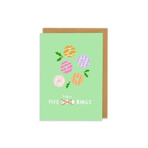 5 Gold (Party) Rings Greetings Card