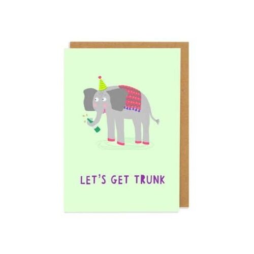 Lets Get Trunk - Elephant drinking birthday  Greetings Card