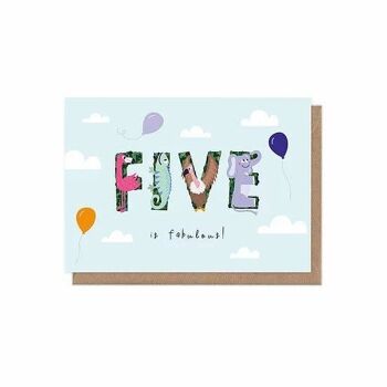 Five Is Fabulous 5th Birthday Age Carte de voeux pour enfants 1